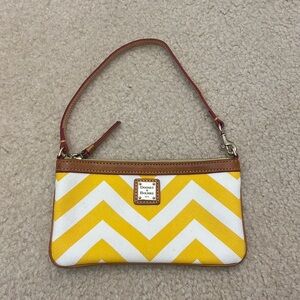 Dooney & Bourke Yellow and White Chevron Slim Wristlet